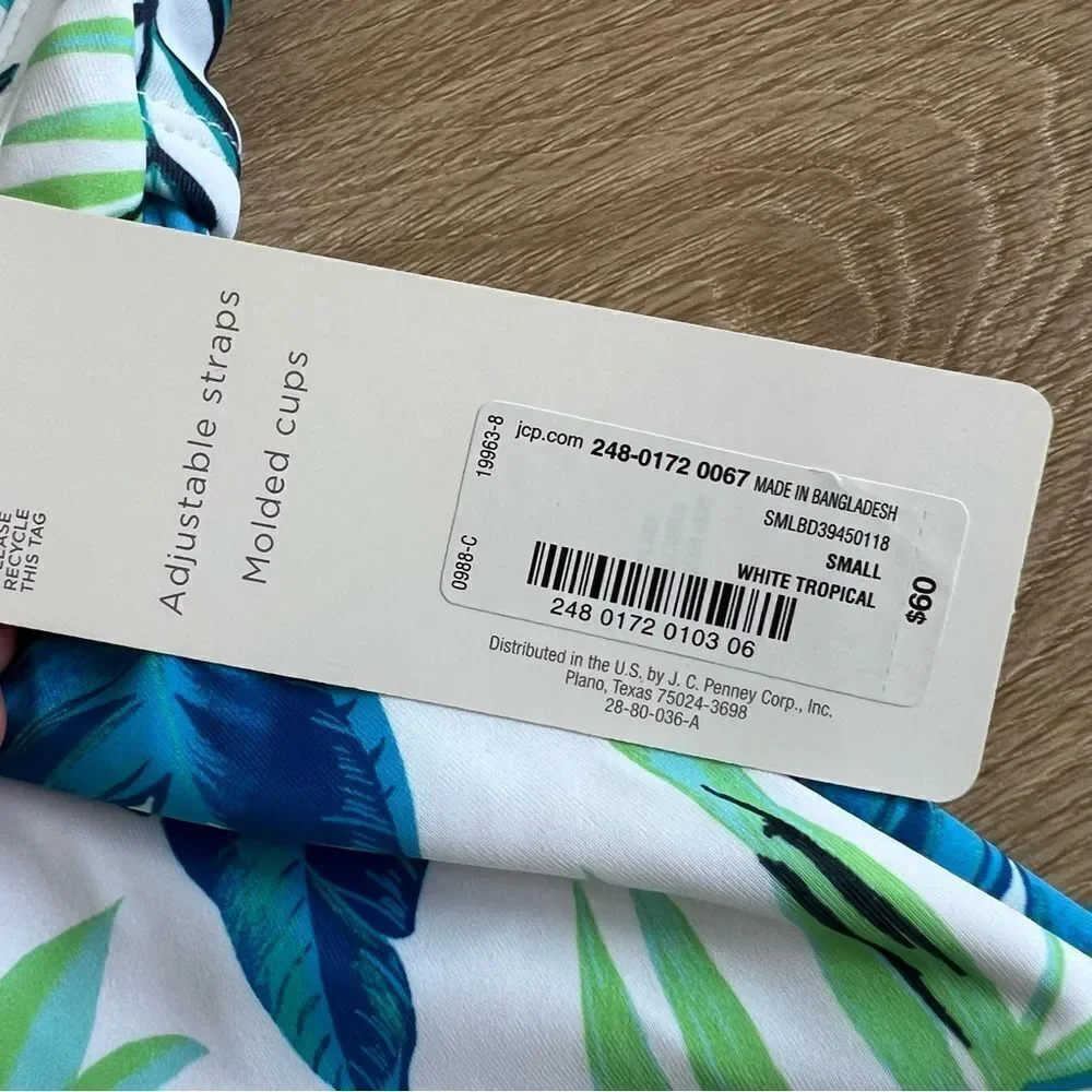 NWT Peyton and Parker One Piece Swimsuit White Blue Tropical Floral Size Small